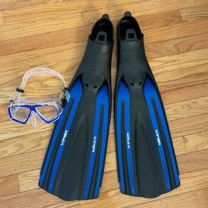 Brand new, never used scuba mask and fins